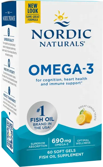 Nordic Naturals Omega-3 690 mg Ежедневна подкрепа за сърцето и мозъка х 60 гел капсули