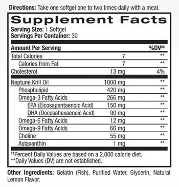 Omega-3 Krill Oil 1000 mg 30 Гел капсули, 30 Дози