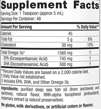 Nordic Naturals Omega-3 Liquid 1560 mg Течно рибено масло с лимон