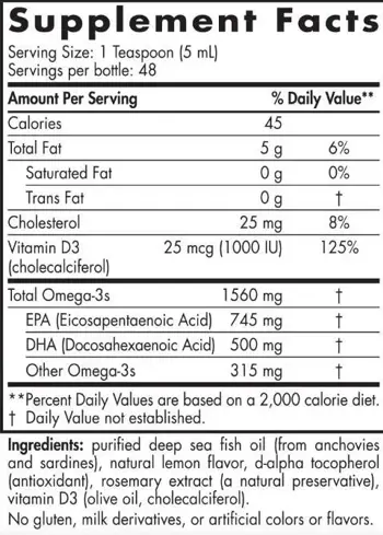 Nordic Naturals Omega-3D Liquid 1560 mg Течна формула с Омега-3 и Витамин D3