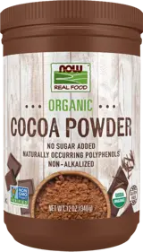 NOW Foods Organic Cocoa Powder No Sugar Added 100% Чисто Органично Какао на Прах - 340 грама
