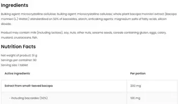 OstroVit Bacopa Monnieri Бакопа - 90 таблетки, 90 дози