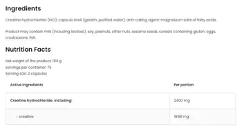 OstroVit Creatine HCL 2400 Creatine Hydrochloride Креатин Хидрохлорид - 150 капсули, 75 дози