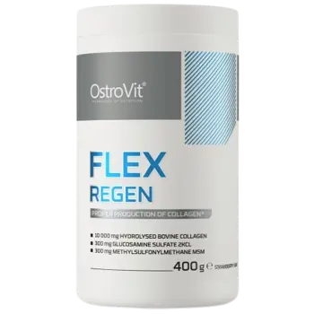 OstroVit Flex Regen Collagen + Glucosamine, Chondroitin, MSM, Hyaluronic Acid Комплексна Формула за Здрави Кости, Сухожилия, Хрущяли и Връзки - 400 грама, 20 дози