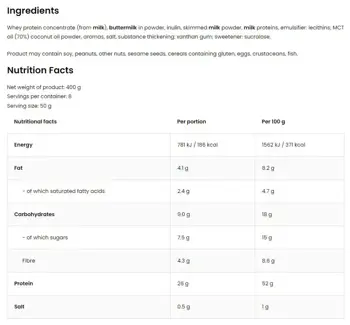 OstroVit High Protein Ice Cream 52% Protein Протеинов Сладолед - 400 грама, 8 дози