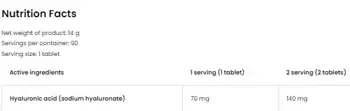 OstroVit Hyaluronic Acid 70 мг Хиалуронова Киселина - 90 таблетки, 90 дози