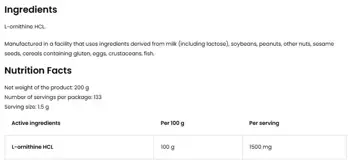 OstroVit Ornithine Powder Орнитин на Прах - 200 грама, 133 дози