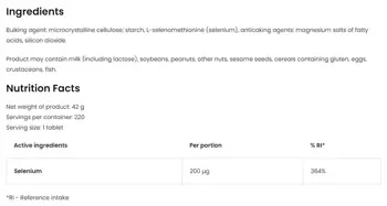 OstroVit Selenium 200 мкг Селен - 220 таблетки, 220 дози
