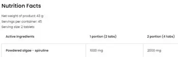 OstroVit Spiruline Спирулина - 90 таблетки, 45 дози