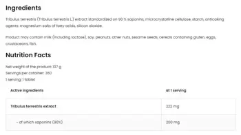 OstroVit Tribulus Terrestris 90 Трибулус 90% Сапонини - 360 веге таблетки, 360 дози