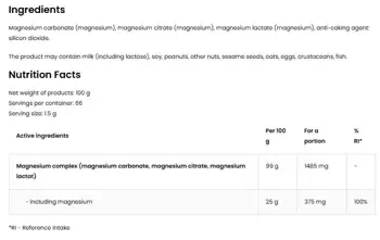 OstroVit Triple Magnesium Powder Магнезиев Комплекс на Прах - 100 грама, 66 дози