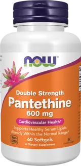 NOW Foods Pantethine 600 мг Double Strength Пантетин - 60 гел капсули, 60 дози