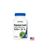 Nutricost Papaya Leaf Extract Подуване и храносмилателен дискомфорт, 1200 mg, 120 капсули