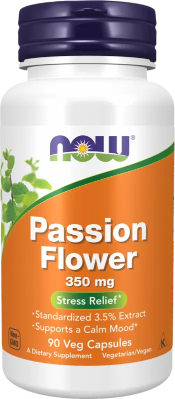 NOW Foods Passion Flower 350 мг Пасифлора - 90 веге капсули, 45 дози