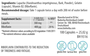 Bioherba Pau D'Arco (Lapacho) 370 mg За силен имунитет и здраве