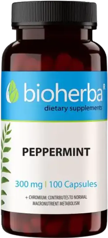 Bioherba Peppermint Leaf 300 mg Мента Лист за храносмилане и комфорт х 100 капсули