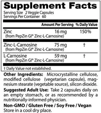 Doctor's Best PepZinGI® Zinc Carnosine Complex За здраве на стомашно-чревния тракт