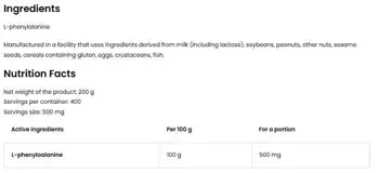 OstroVit Phenylalanine / L-Phenylalanine Powder Чист L-Фенилаланин за Фокус и Настроение