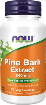 NOW Foods Pine Bark Extract 240 мг Екстракт от Борова Кора - 90 веге капсули, 90 дози
