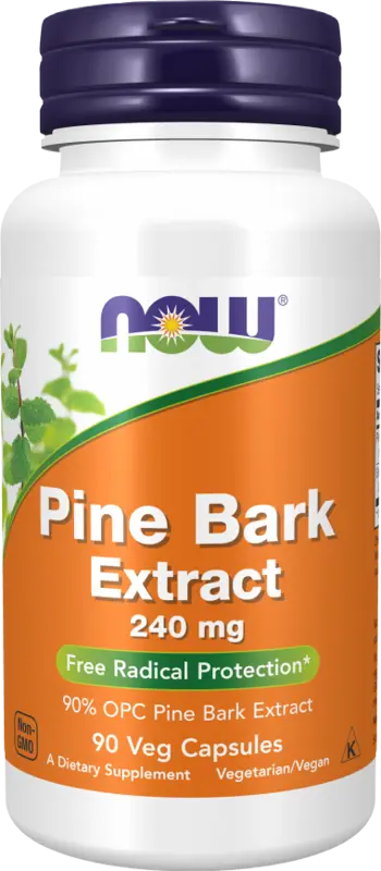 NOW Foods Pine Bark Extract 240 мг Екстракт от Борова Кора - 90 веге капсули, 90 дози