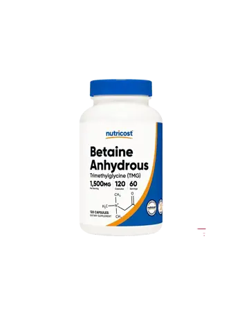 Nutricost Betaine Anhydrous (Trimethylglycine) (TMG) Поддържа нормалните нива на хомоцистеина х 120 капсули
