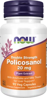 NOW Foods Policosanol 20 мг Double Strength Поликозанол - 90 веге капсули, 90 дози