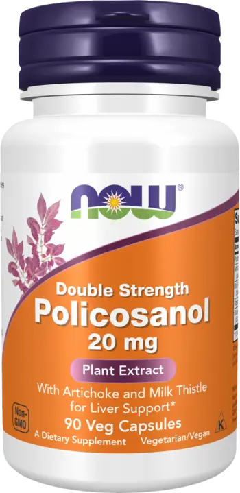 NOW Foods Policosanol 20 мг Double Strength Поликозанол - 90 веге капсули, 90 дози