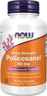 NOW Foods Policosanol 40 мг Extra Strength Поликозанол - 90 веге капсули, 90 дози