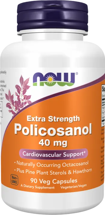 NOW Foods Policosanol 40 мг Extra Strength Поликозанол - 90 веге капсули, 90 дози