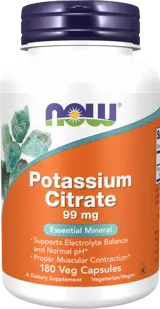 NOW Foods Potassium Citrate 99 мг Калий - 180 веге капсули, 180 дози