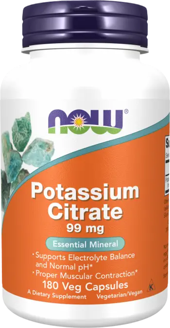 NOW Foods Potassium Citrate 99 мг Калий - 180 веге капсули, 180 дози