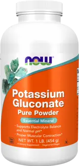 NOW Foods Potassium Gluconate Powder Калий на Прах - 454 грама, 206 дози