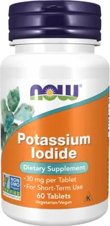 NOW Foods Potassium Iodide 30 мг Калиев Йодид - 60 таблетки, 20 дози