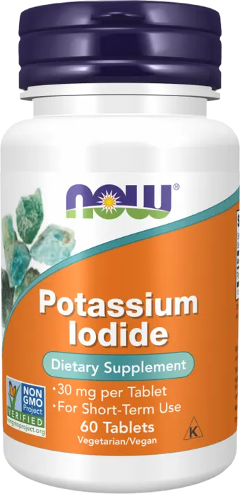 NOW Foods Potassium Iodide 30 мг Калиев Йодид - 60 таблетки, 20 дози