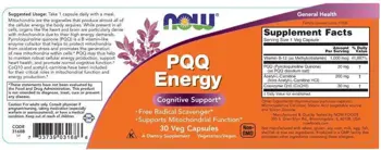 NOW Foods PQQ Energy 20 мг - 30 веге капсули, 30 дози