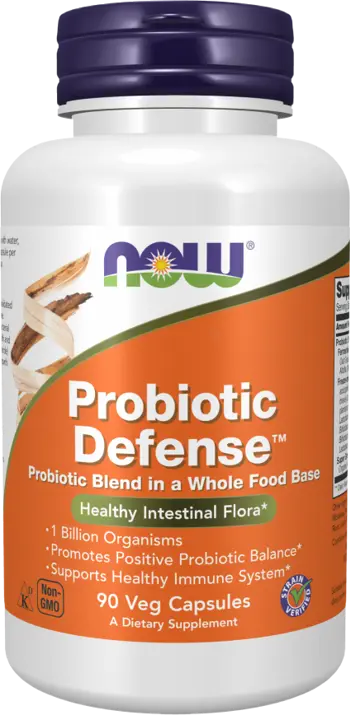 NOW Foods Probiotic Defense™ Пробиотик с 13 Активни Бактериални Щама - 90 веге капсули, 90 дози