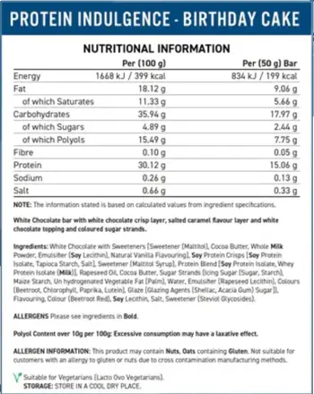 Applied Nutrition Protein Indulgence Високопротеинов бар с ниско съдържание на захар