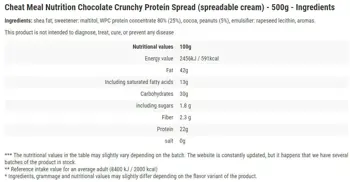 Cheat Meal Protein Spread Chocolate Crunchy Протеинов Шоколадов Крем - 500 грама