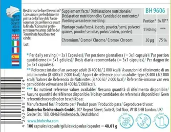 Bioherba Psyllium Husk 380 mg Индийски живовляк за храносмилане и контрол на теглото х 100 капсули