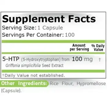 Pure Nutrition 5-HTP 100 мг 5-Хидрокситриптофан - 100 веге капсули, 100 дози