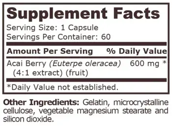 Pure Nutrition ACAI 600 мг Акай - 60 капсули, 60 дози