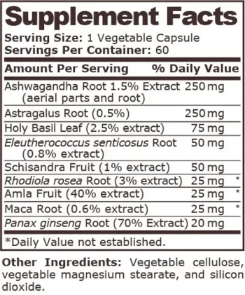 Pure Nutrition ADAPTOGEN FORMULA Адаптоген Формула - 60 веге капсули, 60 дози