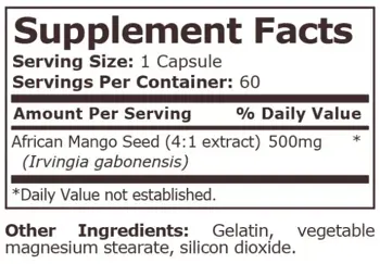 Pure Nutrition AFRICAN MANGO 500 мг Африканско Манго - 60 капсули, 60 дози