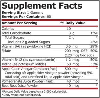 Pure Nutrition APPLE CIDER VINEGAR APPLE FLAVORED Ябълков Оцет Гъмита  - 60 гъмита, 60 дози