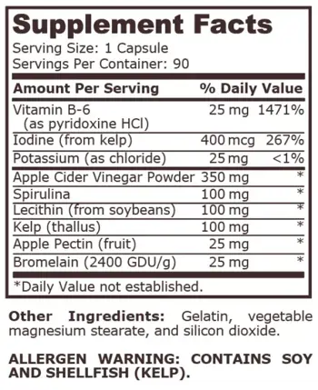 Pure Nutrition APPLE CIDER VINEGAR Ябълков Оцет - 90 капсули, 90 дози