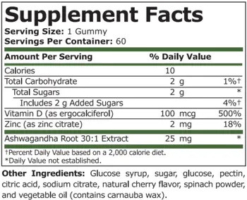 Pure Nutrition ASHWAGANDHA COMPLEX CHERRY FLAVORED Ашваганда Комплекс Гъми - 60 гъмита, 60 дози