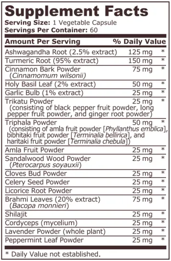 Pure Nutrition AYURVEDIC COMPLEX Формула за Имунната Защита и Енергия - 60 капсули, 60 дози