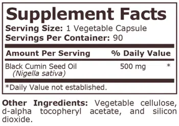 Pure Nutrition BLACK CUMIN SEED OIL 500 мг Масло от Семена на Черен Кимион - 90 капсули, 90 дози