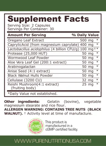 Pure Nutrition CANDIDA COMPLEX Кандида Комплекс - 60 капсули, 30 дози