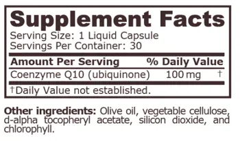 Pure Nutrition CoQ10 UBIQUINONE 100 мг CoQ10 Коензим Q10 - 30 гел капсули, 30 дози